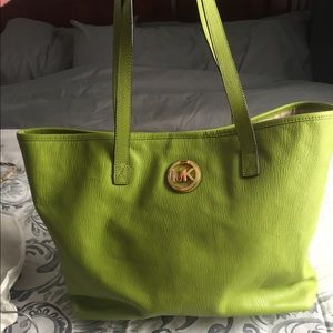 Michael Kors Lime Green Leather Tote